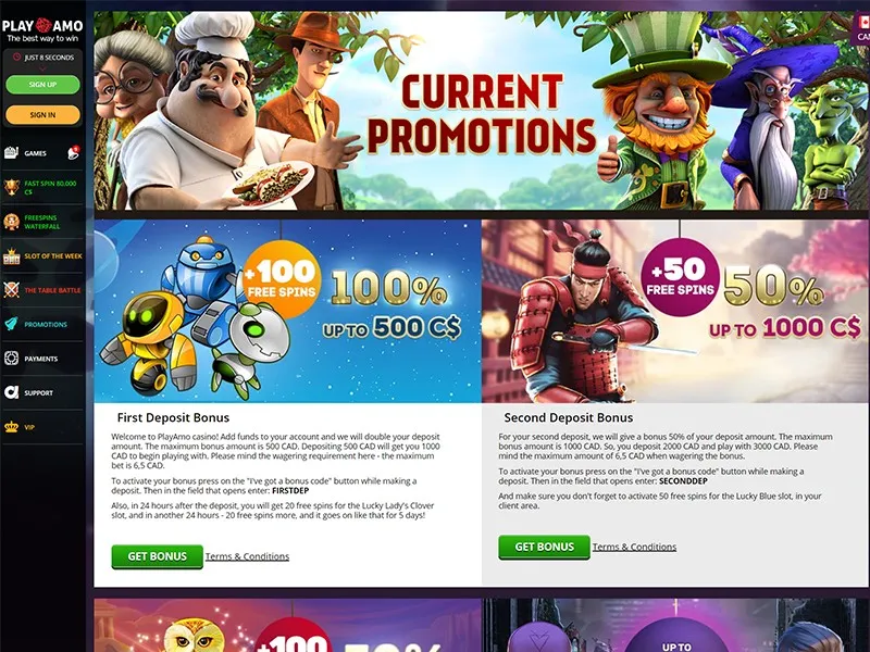 PlayAmo Bonuses & Promotions